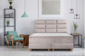 Pat matrimonial, Stockholm, Harmony E, 180x200 cm, saltea tip Pocket, topper memory, Taupe