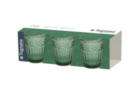 Set 3 pahare Claire, Tognana Porcellane, 300 ml, sticla, verde