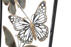 Decoratiune de perete Butterflies, Mauro Ferretti, 31x90 cm, fier, negru/argintiu