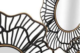 Decoratiune pentru perete, Mauro Ferretti, Osaka Mirrors, 121 x 5 x 56 cm, fier, negru/auriu