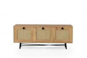 Comoda TV, Kalune Design, Alcazar 140, 140x60x40 cm, Stejar / Negru