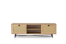 Comoda TV, Kalune Design, Begonya 180, 180x60x40 cm, Stejar / Negru