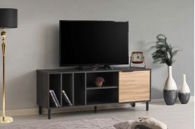 Comoda TV, Kalune Design, Gordes, 140x55x40 cm, Maro închis / Stejar