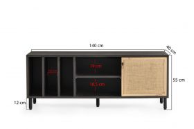 Comoda TV, Kalune Design, Morella, 140x55x40 cm, Maro inchis