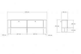 Comoda TV, Puqa Design, Ahu, 160x50.4x24.5 cm, PAL, Alb