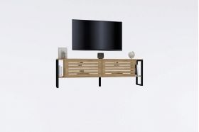 Comoda TV, Puqa Design, Bex, 160x50.4x24.5 cm, PAL, Maro