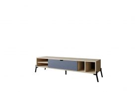 Comoda TV, Puqa Design, Ponza, 160x36x40 cm, PAL, Stejar safir / Antracit