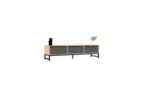 Comoda TV, Puqa Design, Sahra, 160x40x40 cm, PAL, Safir / Negru / Antracit