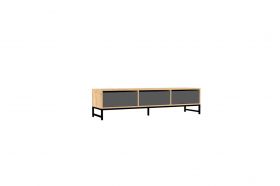 Comoda TV, Puqa Design, Sahra, 160x40x40 cm, PAL, Safir / Negru / Antracit