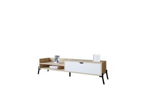 Comoda TV, Puqa Design, Trezza, 160x36x40 cm, PAL, Stejar Safir / Alb