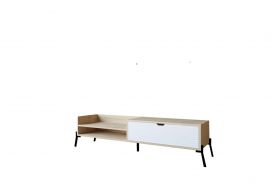 Comoda TV, Puqa Design, Trezza, 160x36x40 cm, PAL, Stejar Safir / Alb