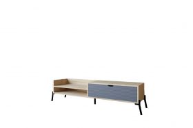 Comoda TV, Puqa Design, Trezza, 160x36x40 cm, PAL, Stejar safir / Antracit