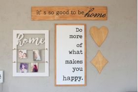 Decoratiune de perete, More Happy, 80x40x2.5 cm, Lemn , Maro/Alb