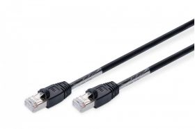 DIGITUS CAT 6 S-FTP outdoor patch cord, Cu, PE AWG 27/7, length 1 m, black sheath color (DK-1644-010/BL-OD)