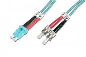 DIGITUS FO patch cord, duplex, LC to ST MM OM3 50/125 µ, 1 m (DK-2531-01/3)