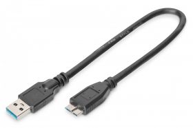 DIGITUS USB 3.0 connection cable, USB A - Micro USB B M/M, 0.25m, USB 3.0 conform, bl (AK-300117-003-S)