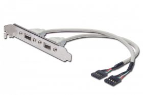 DIGITUS USB Slot Bracket cable, 2x type A-2x5pin IDC F/F, 0.25m, USB 2.0 compatibel, be (AK-300301-002-E)