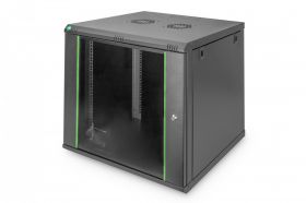 DIGITUS 12U wall mounting cabinet 611x600x600 mm, color black (RAL 9005) (DN-19 12U-6/6-EC-SW)