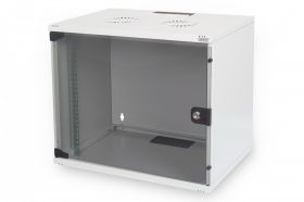 DIGITUS 7U wall mounting cabinet, SOHO, unmounted 370x540x400 mm, full glass front door,grey (RAL 7035) (DN-19 07U-S-1)