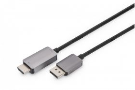 DIGITUS 8K@60Hz. DP to HDMI adapter cable Alu housing; black; 1m (DB-340305-010-S)