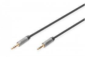 DIGITUS AUX Audio Cable  Stereo 3.5mm Male to Male Aluminum Housing ,Gold plated, NYLON Jacket, 1,8m (DB-510110-018-S)