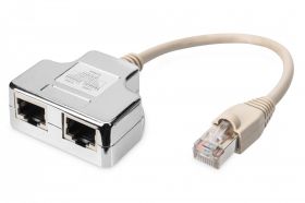 DIGITUS CAT 5e, 2x 1:1, patch cable adapter, shielded 2x RJ45-socket to 1x RJ45-Plug, length 0.19 m (AT-AG CX2)