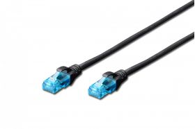 DIGITUS CAT 5e U-UTP patch cord, PVC AWG 26/7, length 0.5 m, black (DK-1512-005/BL)