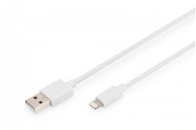 DIGITUS Charger/data cable, Lightning - USB A M/M, 1.0m, iP5/6/7, High Speed, MFI, wh (DB-600106-010-W)