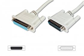 DIGITUS Datatransfer extension cable, D-Sub25 M/F, 10.0m, serial/parallel, molded, be (AK-610201-100-E)