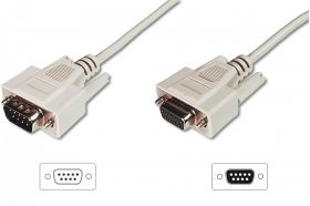 DIGITUS Datatransfer extension cable, D-Sub9 M/F,10.0m, serial molded, be (AK-610203-100-E)