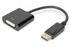 DIGITUS DisplayPort adapter cable, DP - DVI (24+5) M/F, 0.15m,w/interlock, DP 1.1 compatible, bl (AK-340401-001-S)