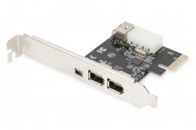 DIGITUS IEEE 1394a Interface Card, PCIexpress, 4 Port 1x ext. 1394mini, 2x ext./1x int. 1394a Ports (DS-30201-5)