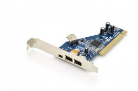 DIGITUS IEEE 1394a PCI Add-On Card 2x6-Pin+1x4-Pin Extern, 1x6-Pin Intern, TSB43AB23 (DS-33203-2)