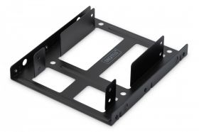 DIGITUS Mounting KIT: Dual SSD/HDD 2.5 -> 3.5 BAY Incl. Mounting Frame, Metal Black, Screws (DA-70431)