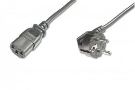 DIGITUS Power Cord, CEE 7/7 (Typ-F) 90ø angled - C13 M/F, 0,75m, H05VV-F3G 0.75qmm, black (AK-440109-008-S)