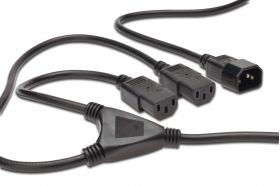 DIGITUS Power Cord splitter cable, C14 - 2x C13 M/F, 1.7m, H05VV-F3G  1.0qmm/0.75qmm, bl (AK-440400-017-S)