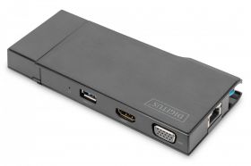 DIGITUS Universal Docking Station, USB 3.0, 7-Port, Travel 2x Video, 2x USB 3.0, RJ45, 2x Card Reader (DA-70894)