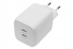 DIGITUS USB-C Mini charger, 2-Port, 65W 2x USB-C, 45W+20W, white (DA-10063)