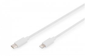 DIGITUS USB charger/data cable, Lightning - USB-C M/M, 1.0m, PVC, MFI, white (DB-600109-010-W)