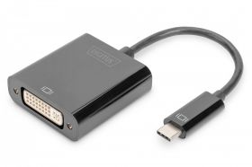 DIGITUS USB Type-C to DVI Adapter 10cm cable length, black (DA-70829)