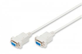 DIGITUS Zero-Modem connection cable, D-Sub9 F/F, 1.8m, snap-hoods, be (AK-610100-018-E)