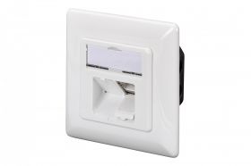 DIGITUS CAT 6 wall outlet, shielded, 2x RJ45 8P8C, LSA, pure white, flush mount (DN-9005-N)