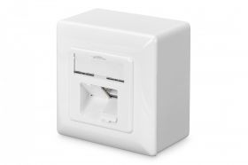 DIGITUS CAT 6 wall outlet, shielded, 2x RJ45 8P8C, LSA, pure white, surface mount (DN-9006-N)
