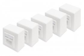 DIGITUS CAT 6 wall outlet, shielded, 2x RJ45 8P8C, LSA, pure white, surface mount, set=5 pcs. (DN-9006/B5-N)