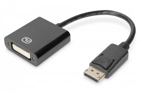 DIGITUS DisplayPort adapter cable, DP - DVI (24+5) M/F, 0.15m,w/interlock, DP 1.1 compatible, bl (DB-340414-001-S)