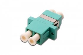 DIGITUS FO coupler, duplex, LC to LC, MM, color aqua, OM3 ceramic sleeve, polymer housing, incl. screws (DN-96009-1)