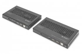 DIGITUS HDBaseT 3.0 KVM Extender Set, 100 m USB 2.0, PoC, RS232, IR, eARC/ARC, black (DS-55523)