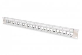 DIGITUS Modular Patch Panel, shielded, 24-port blank, 1U, Rack Mount, transp. label field, grey (DN-91410-LF)