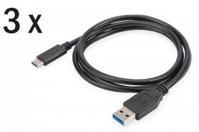 DIGITUS USB Type-C charger/Data cable set, type C - A M/M, 1.0m, 3er Set, 3A, 480MB, 2.0 Version, bl (AK-880903-010-S)