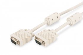 DIGITUS VGA Monitor connection cable, HD15 M/M, 10.0m, 3Coax/7C, 2xferrite, be (AK-310103-100-E)